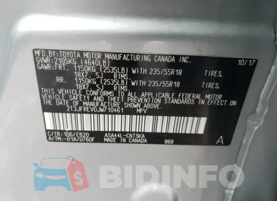 2T3JFREV0JW710461 Photo# 12
