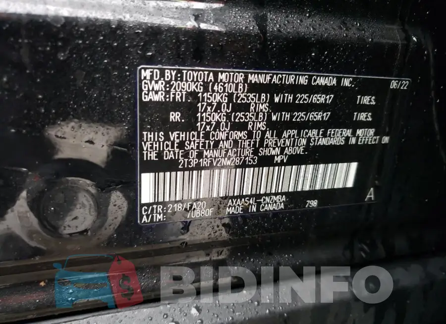 2T3P1RFV2NW287153 Photo# 13