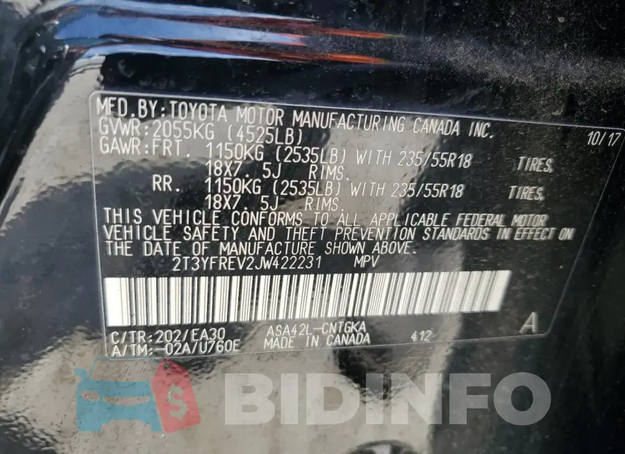 2T3YFREV2JW422231 Photo# 13