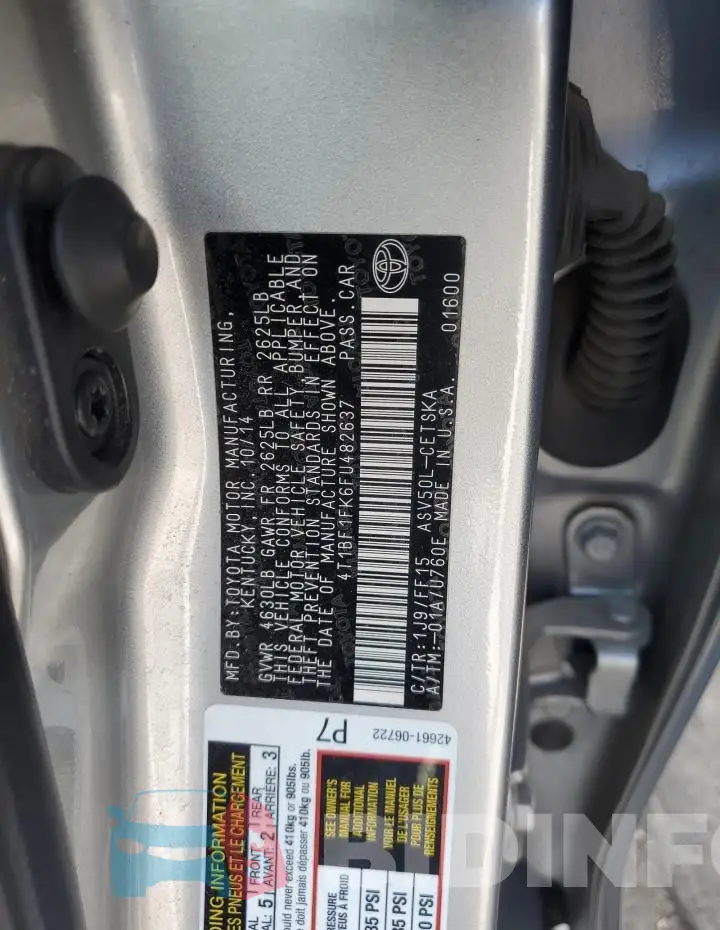 4T1BF1FK6FU482637 Photo# 12