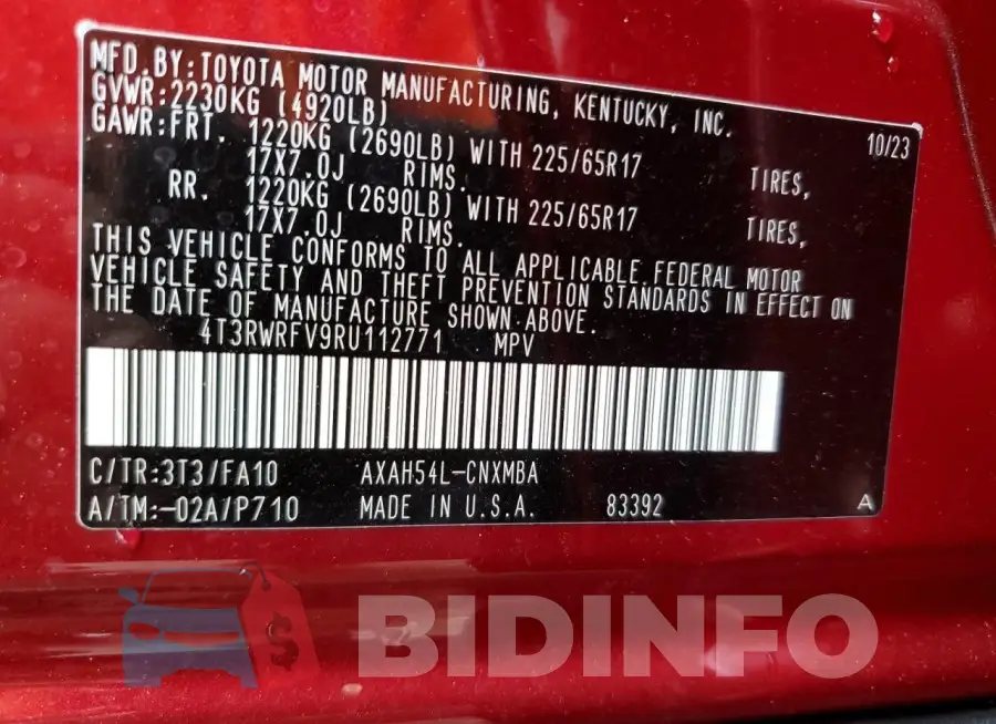 4T3RWRFV9RU112771 Photo# 13
