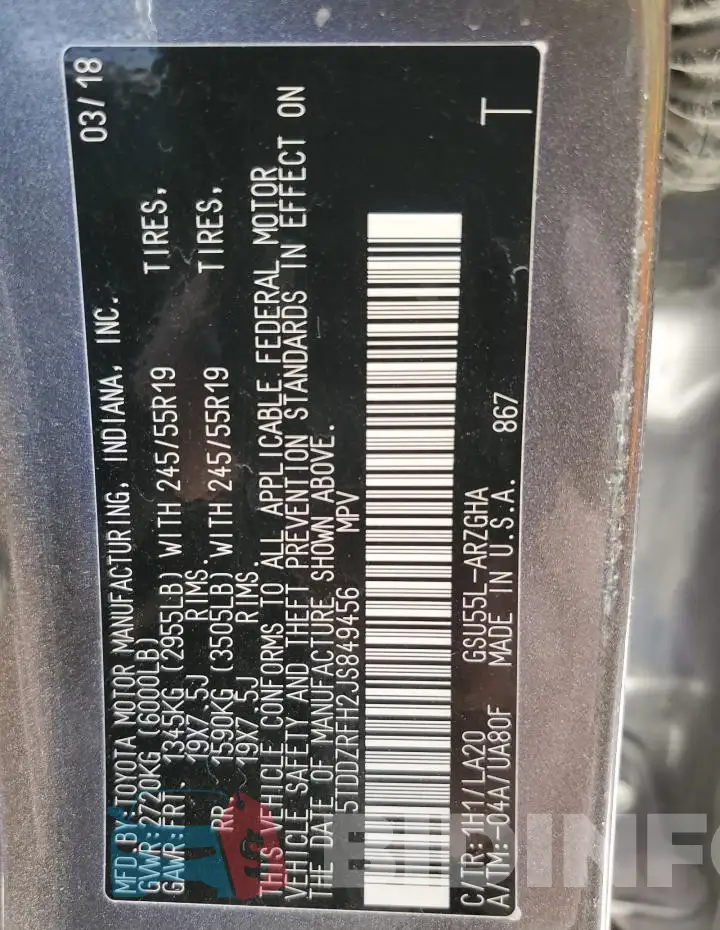 5TDDZRFH2JS849456 Photo# 14