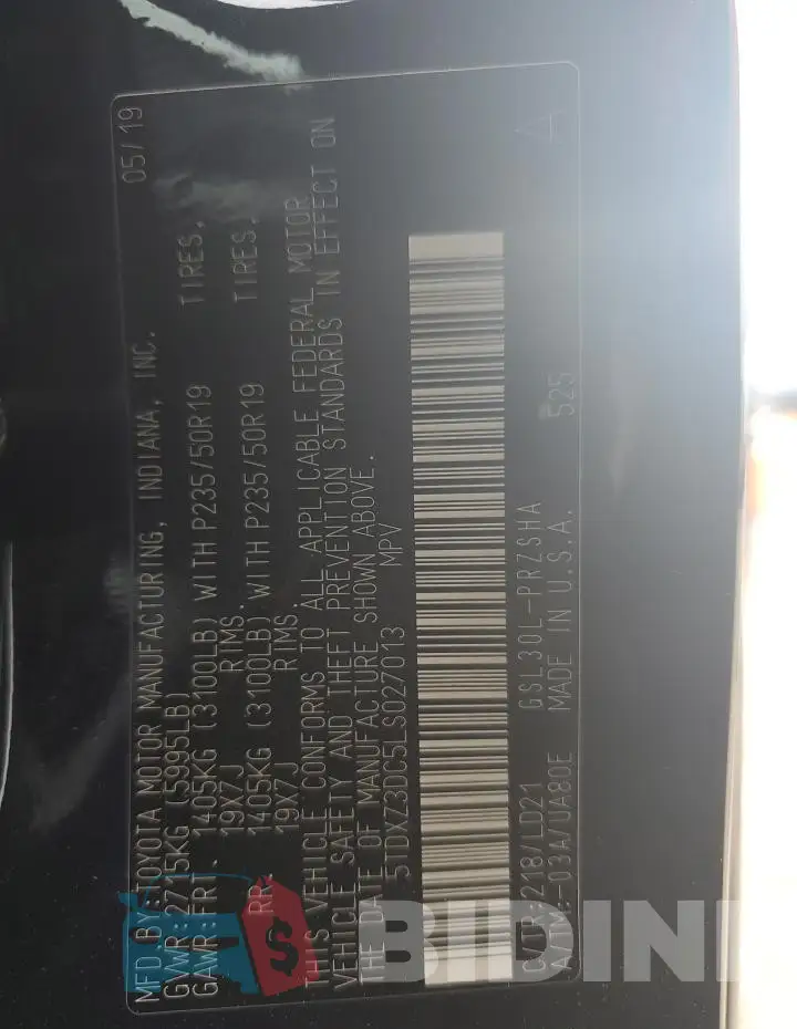 5TDXZ3DC5LS027013 Photo# 13
