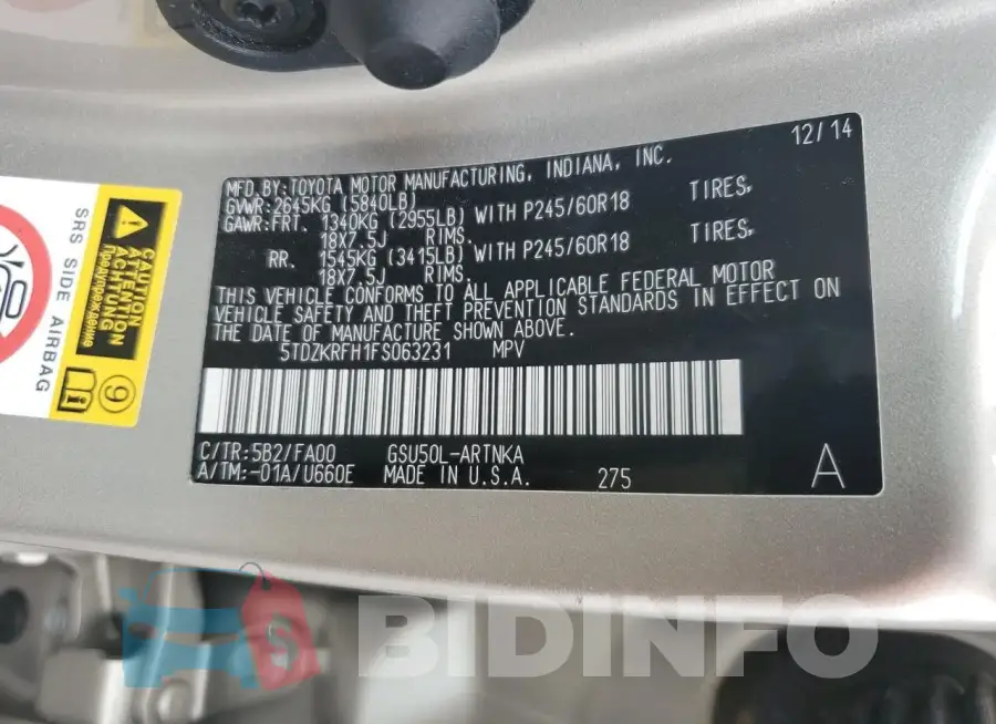 5TDZKRFH1FS063231 Photo# 13