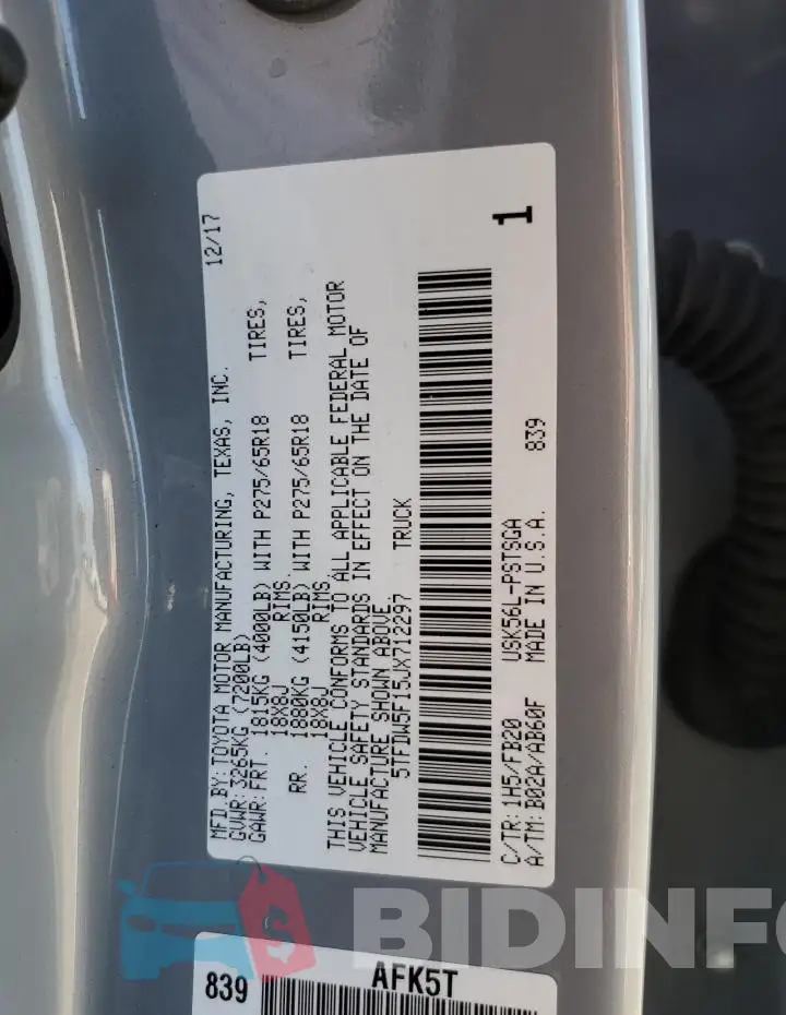 5TFDW5F15JX712297 Photo# 13