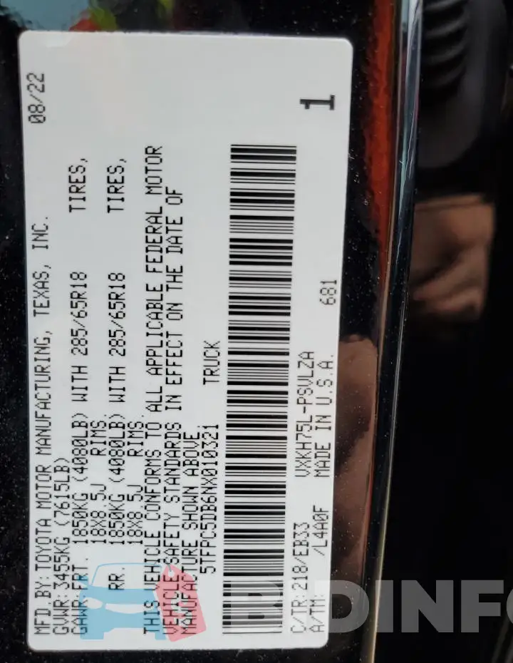 5TFPC5DB6NX010321 Photo# 12