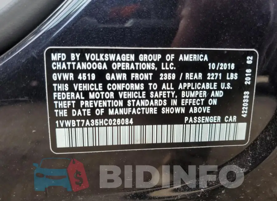 1VWBT7A35HC026084 Photo# 12