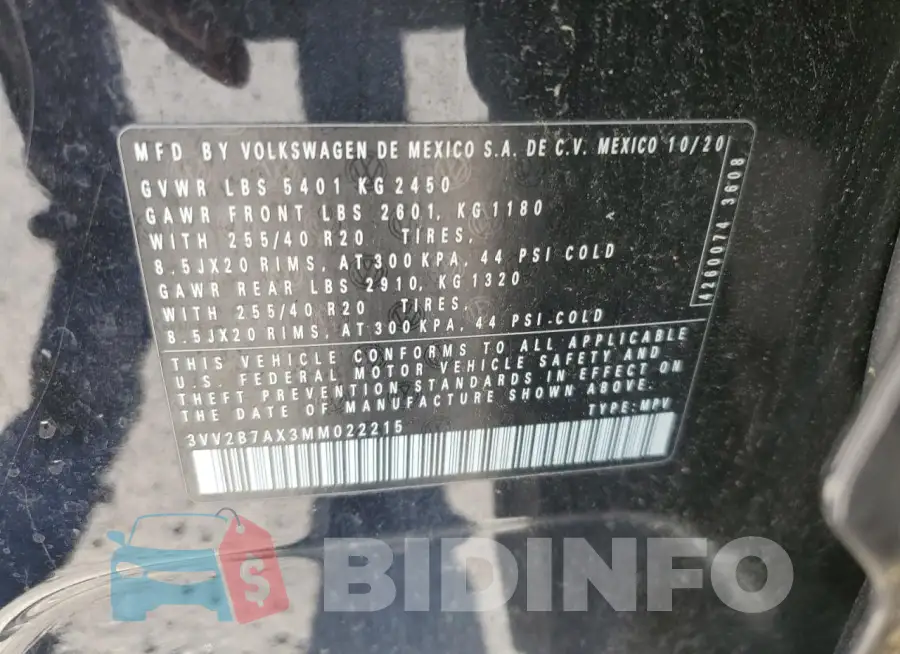 3VV2B7AX3MM022215 Photo# 14
