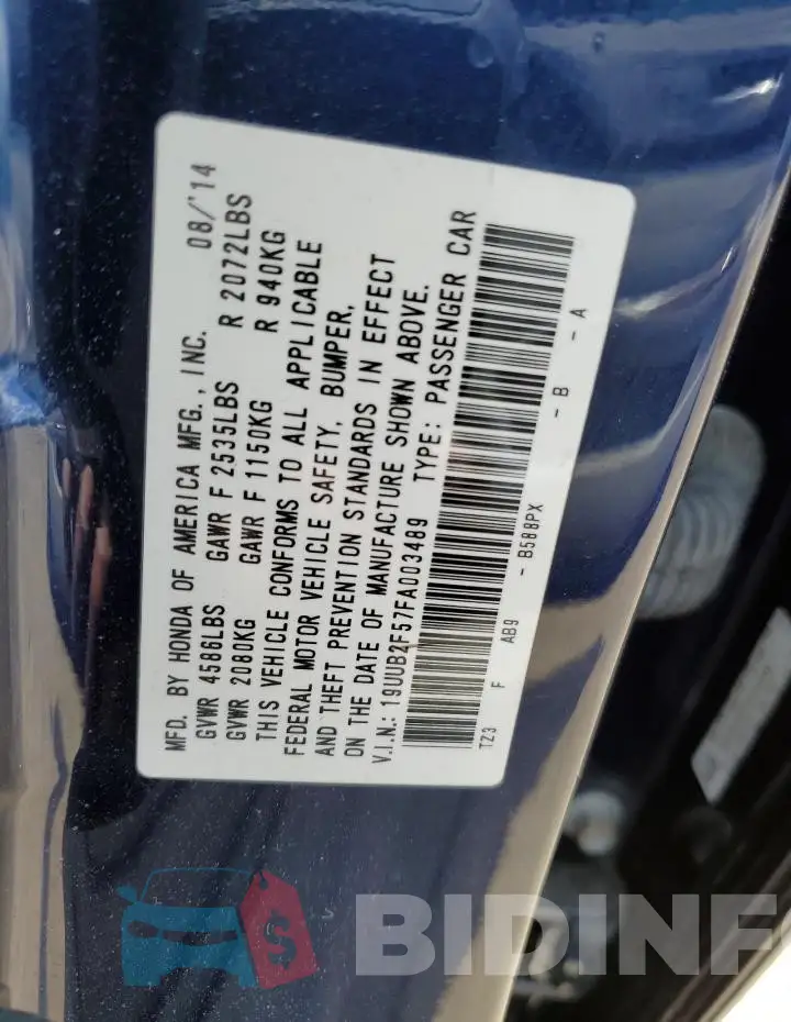19UUB2F57FA003489 Photo# 12