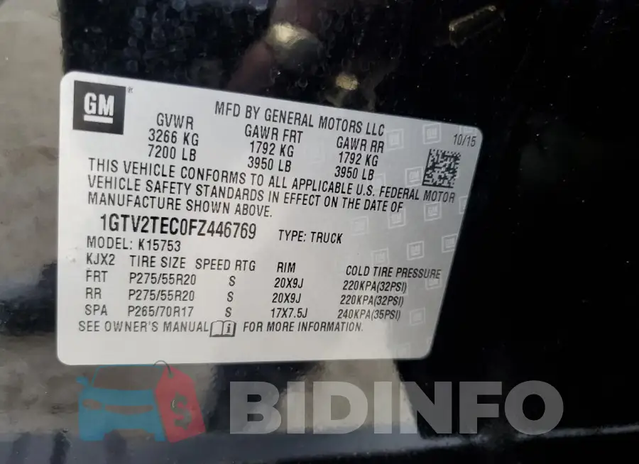 1GTV2TEC0FZ446769 Photo# 12