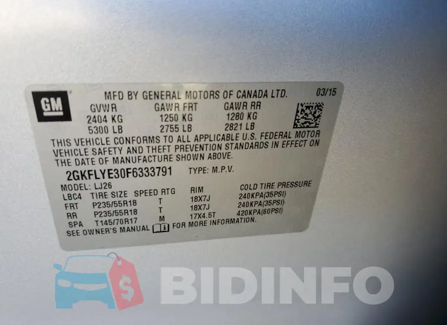 2GKFLYE30F6333791 Photo# 12