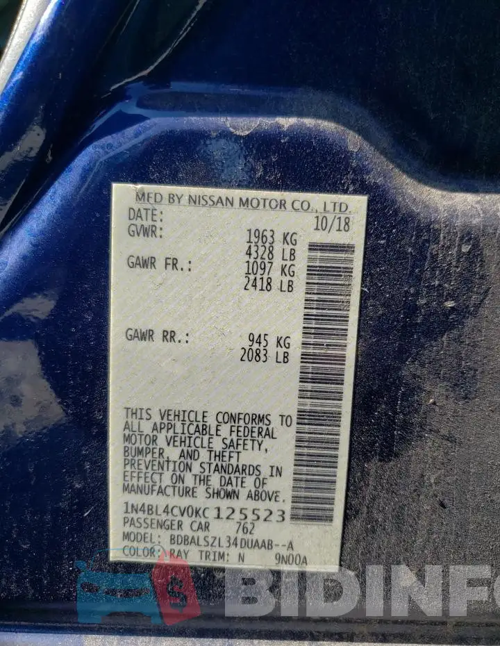 1N4BL4CV0KC125523 Photo# 12
