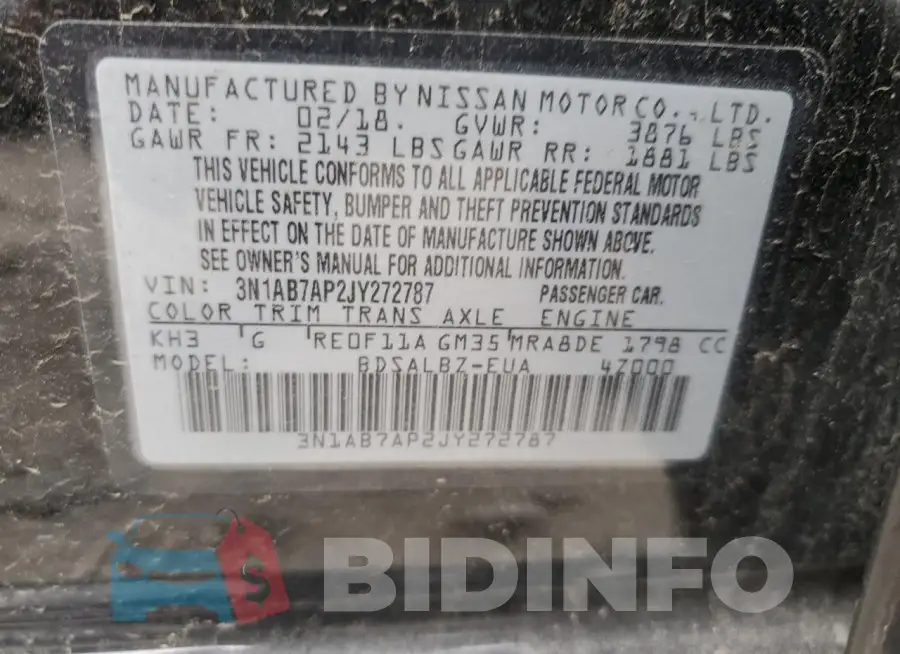 3N1AB7AP2JY272787 Photo# 12