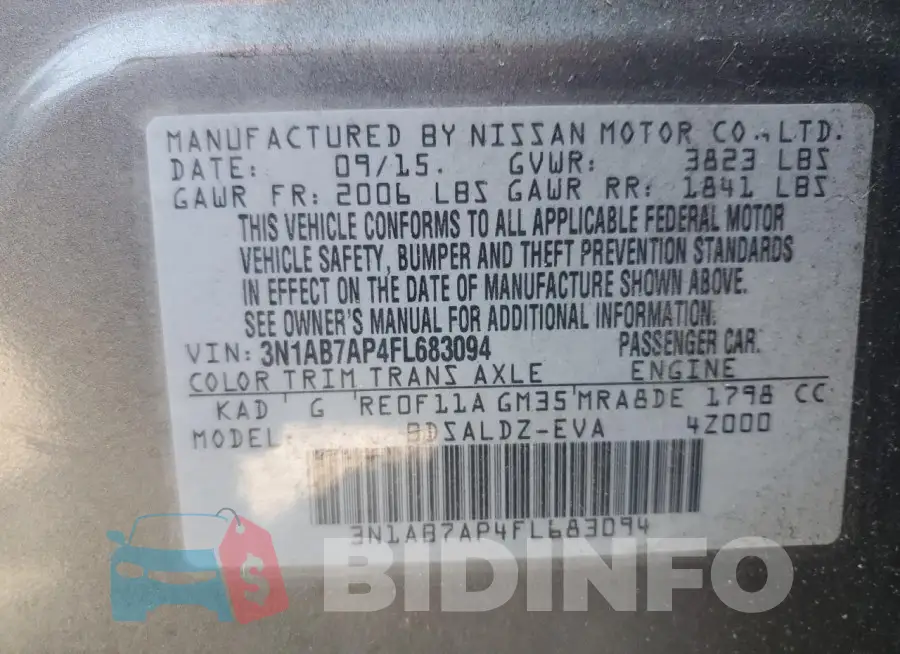 3N1AB7AP4FL683094 Photo# 12