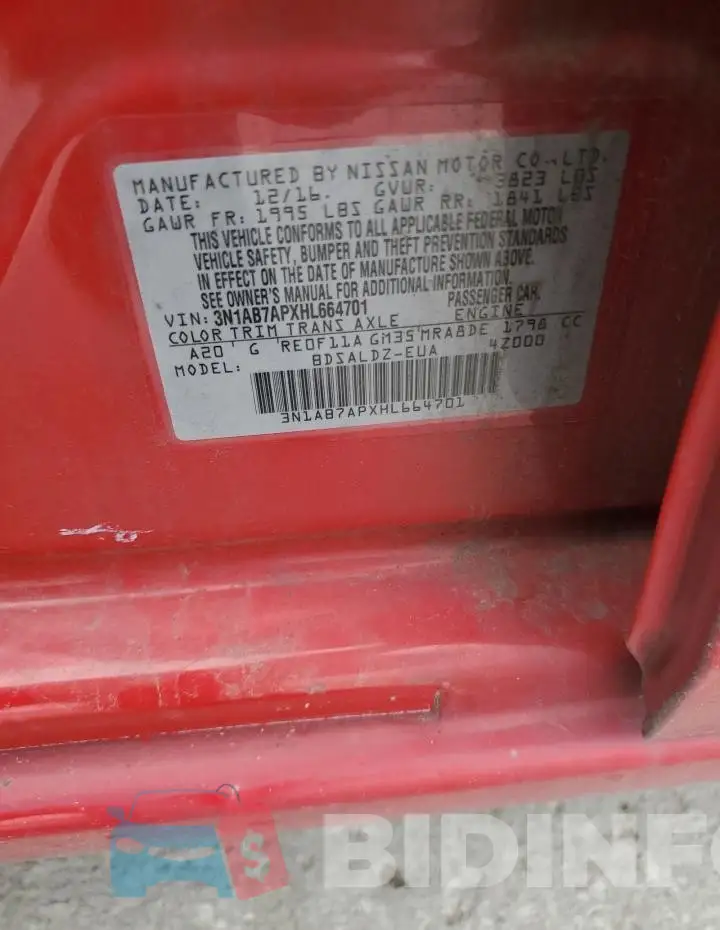 3N1AB7APXHL664701 Photo# 13