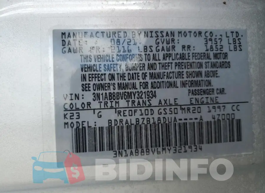 3N1AB8BV6MY321934 Photo# 12