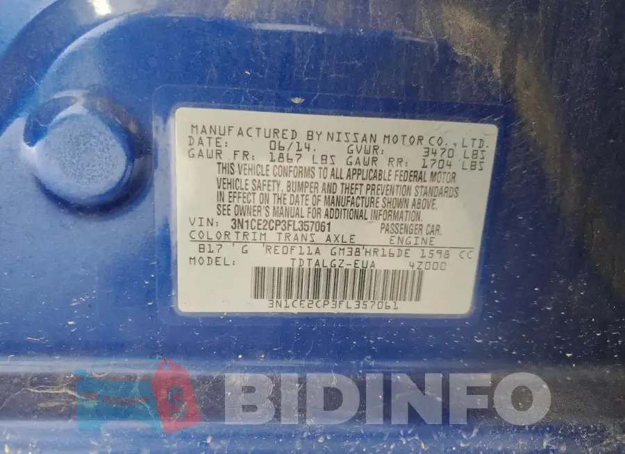 3N1CE2CP3FL357061 Photo# 12