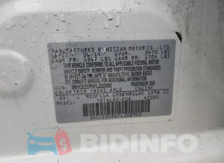 3N1CE2CP6FL358902 Photo# 13