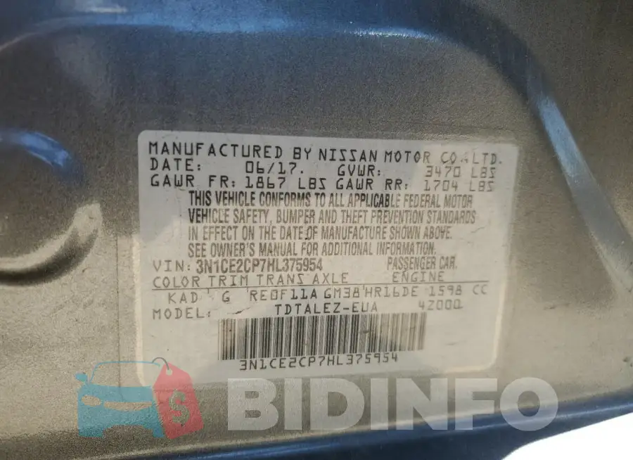 3N1CE2CP7HL375954 Photo# 13
