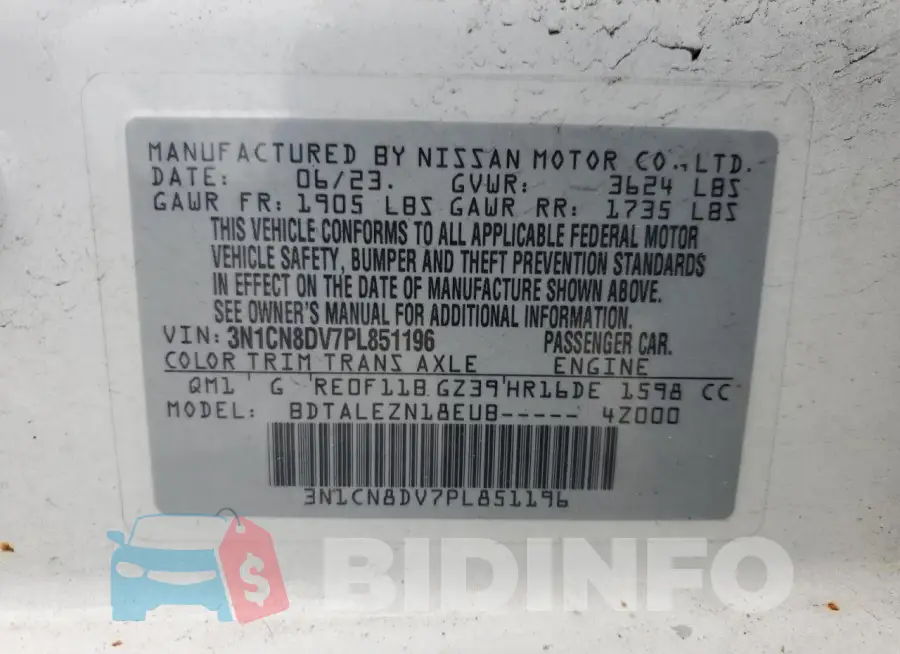 3N1CN8DV7PL851196 Photo# 12