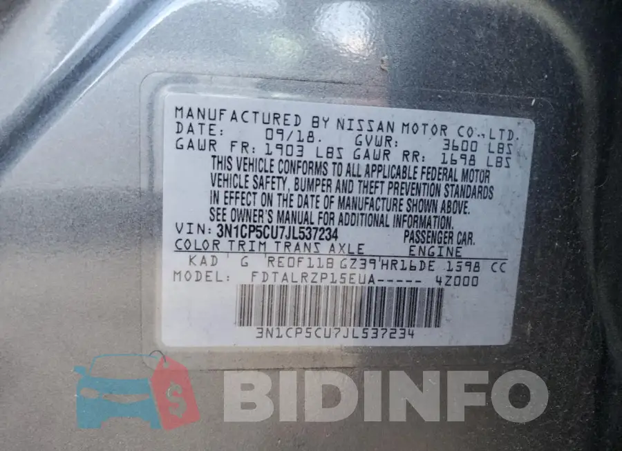 3N1CP5CU7JL537234 Photo# 12