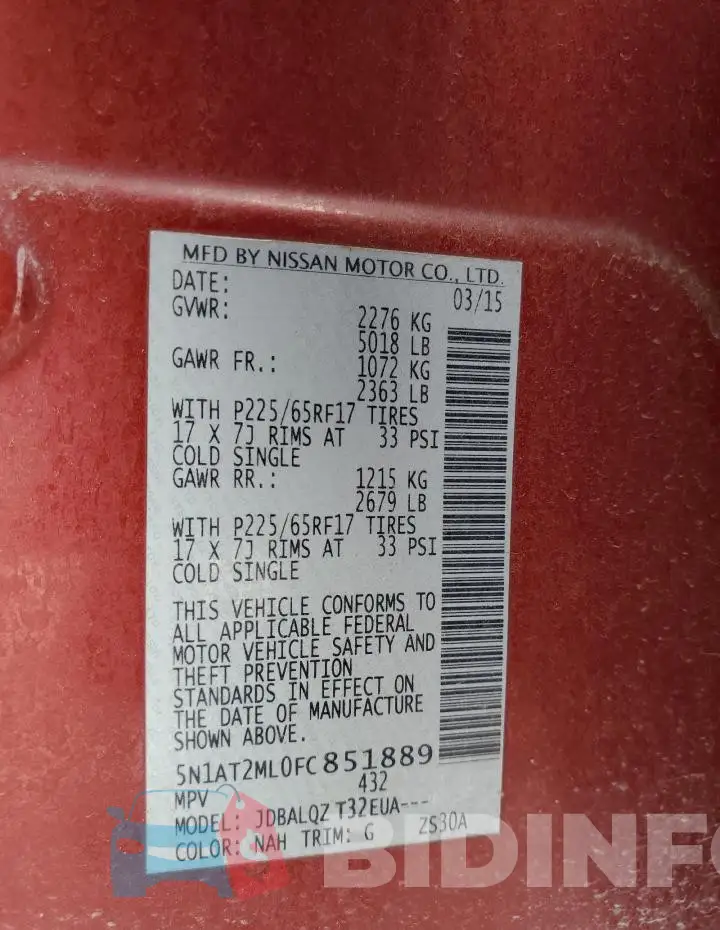 5N1AT2ML0FC851889 Photo# 13