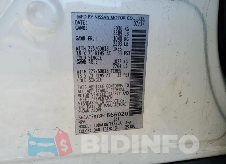 5N1AT2MT3HC866020 Photo# 12