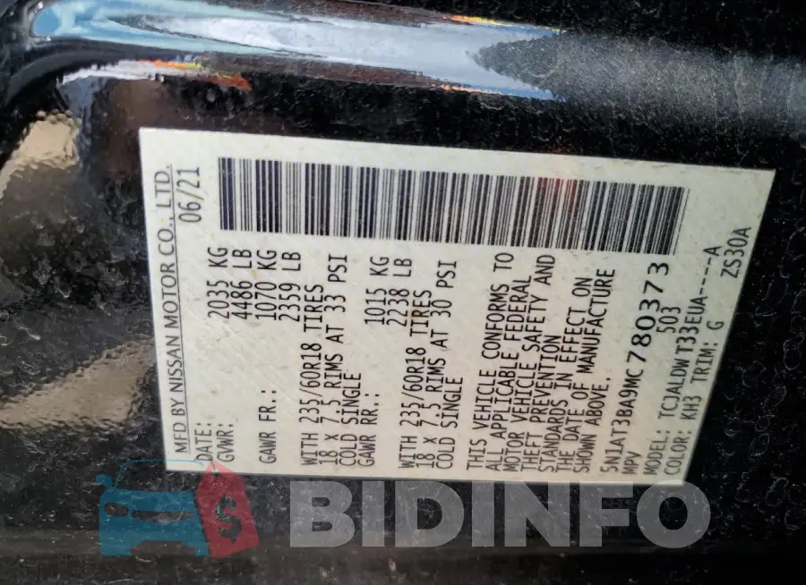 5N1AT3BA9MC780373 Photo# 13