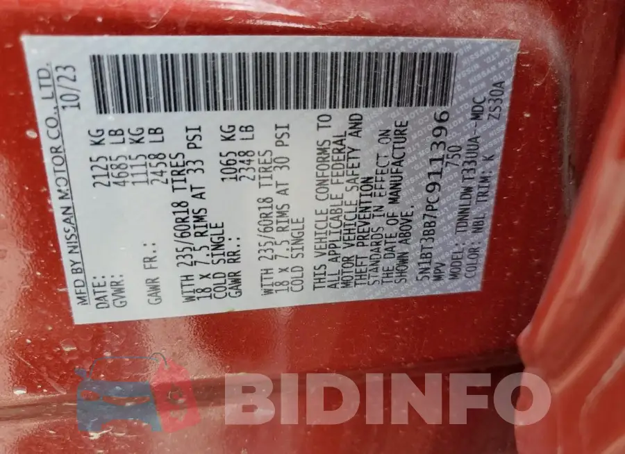 5N1BT3BB7PC911396 Photo# 13