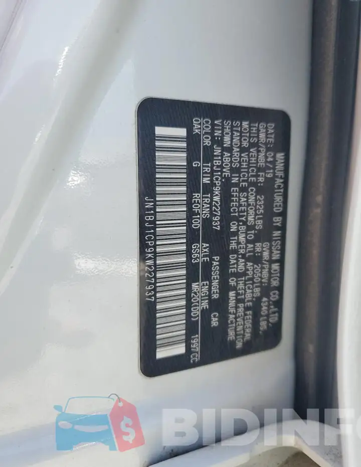 JN1BJ1CP9KW227937 Photo# 12