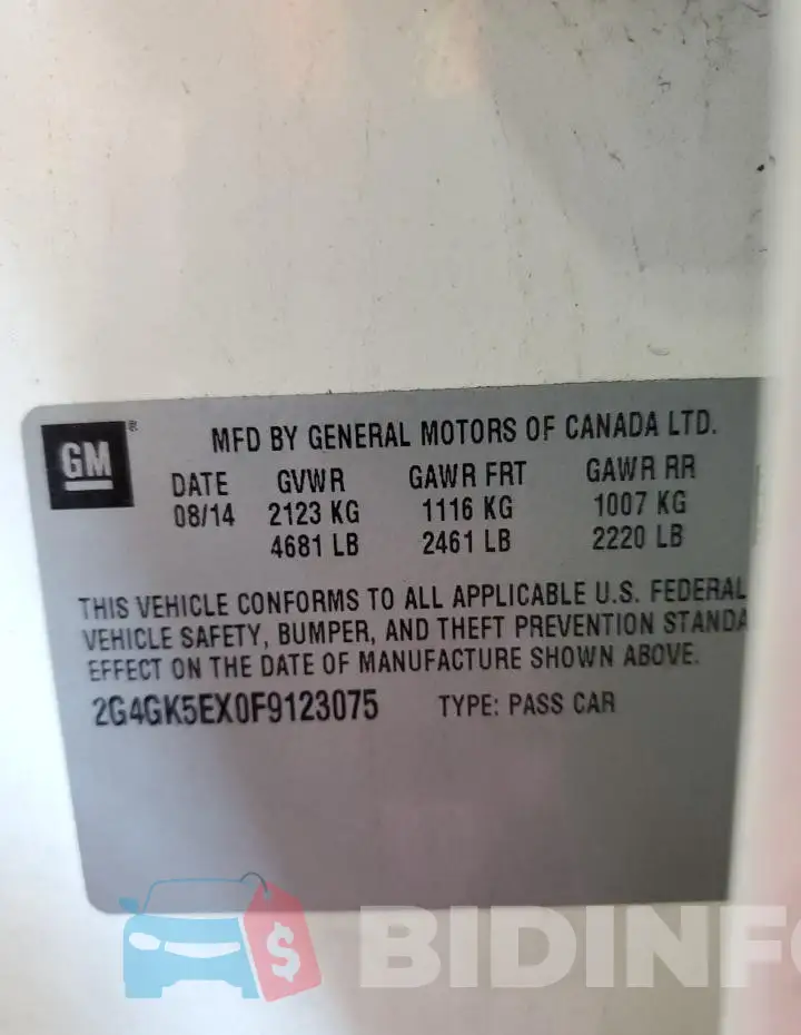 2G4GK5EX0F9123075 Photo# 13