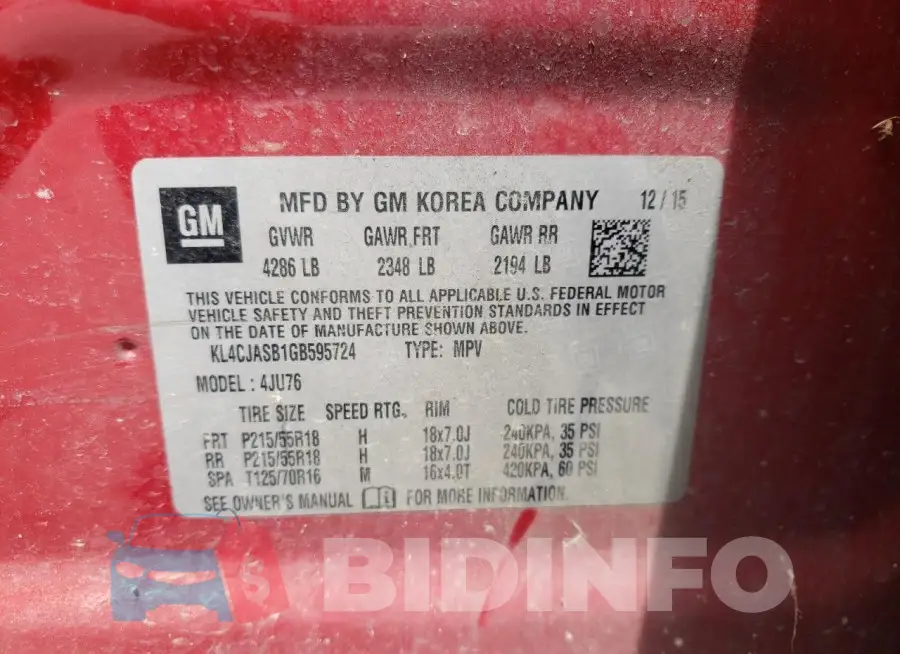 KL4CJASB1GB595724 Photo# 14