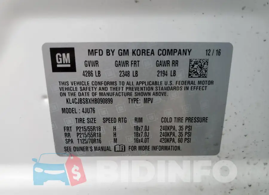 KL4CJBSBXHB090899 Photo# 13