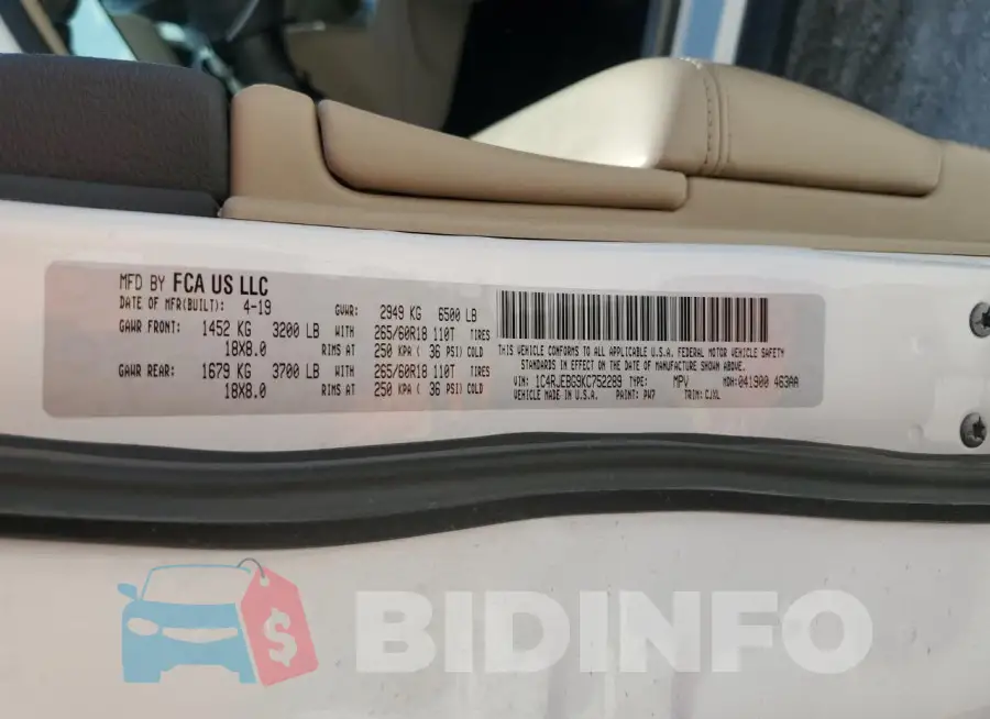 1C4RJEBG9KC752289 Photo# 13