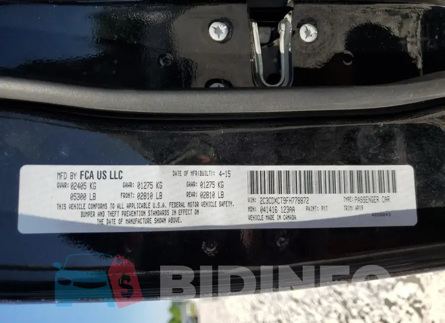 2C3CDXCT9FH778872 Photo# 12
