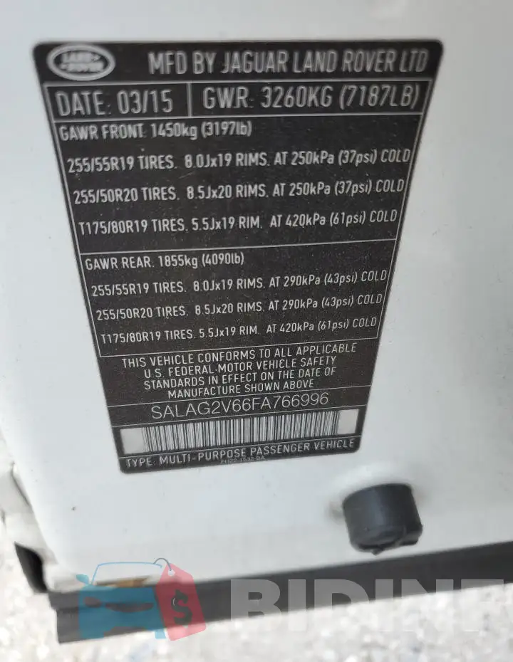 SALAG2V66FA766996 Photo# 14