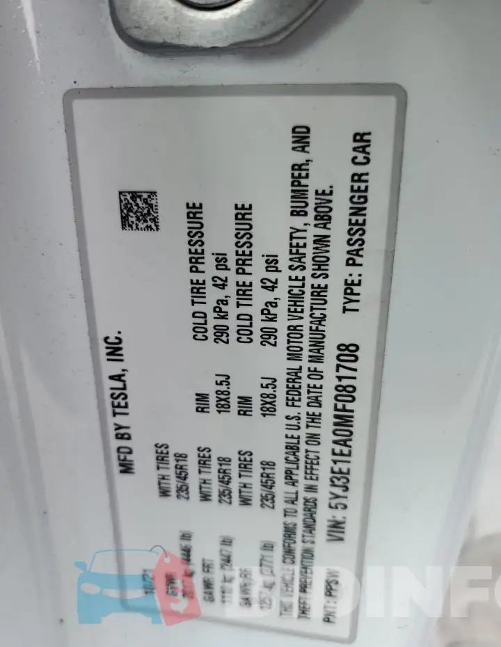 5YJ3E1EA0MF081708 Photo# 12