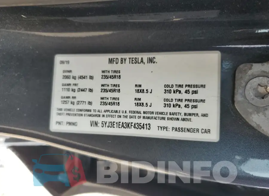 5YJ3E1EA3KF435413 Photo# 13