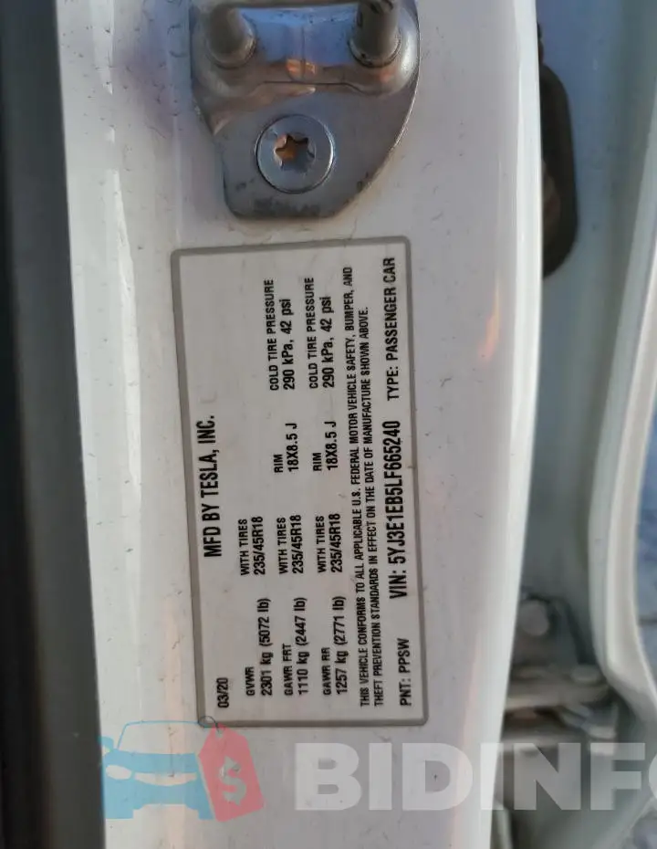 5YJ3E1EB5LF665240 Photo# 12