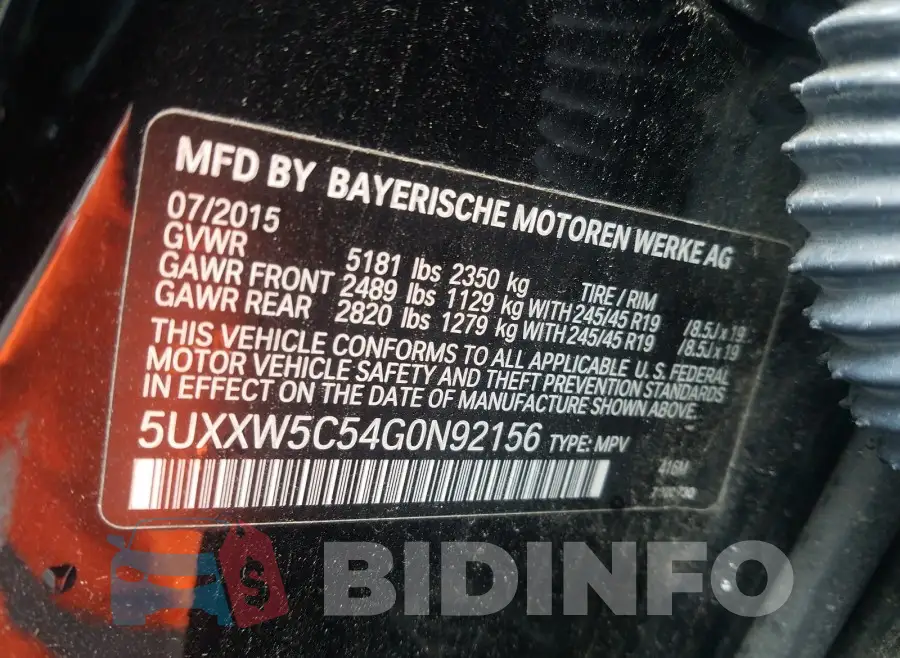 5UXXW5C54G0N92156 Photo# 10