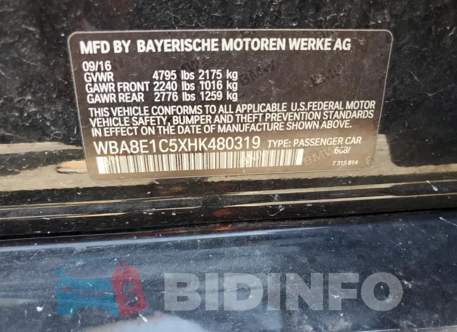 WBA8E1C5XHK480319 Photo# 12