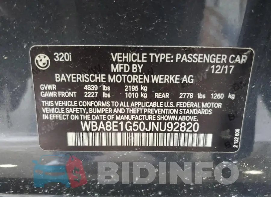 WBA8E1G50JNU92820 Photo# 12