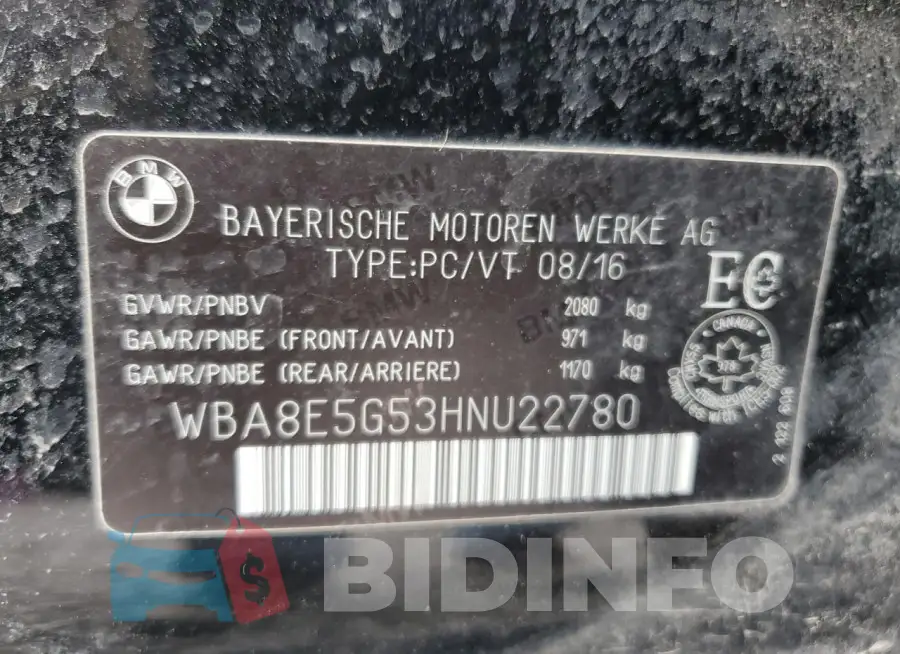 WBA8E5G53HNU22780 Photo# 12