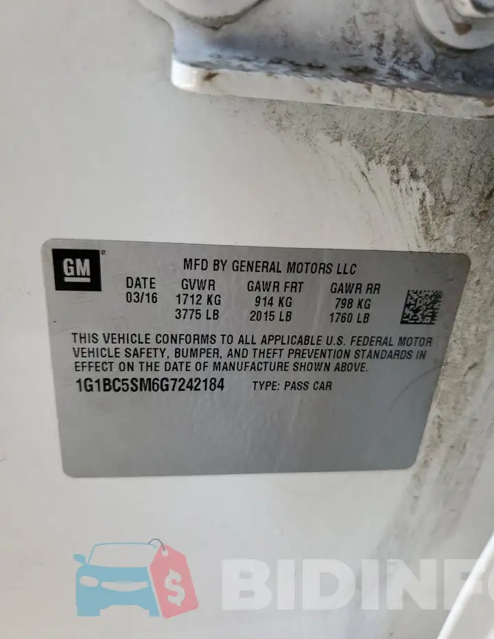 1G1BC5SM6G7242184 Photo# 12
