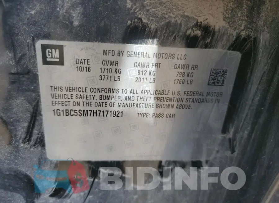 1G1BC5SM7H7171921 Photo# 13