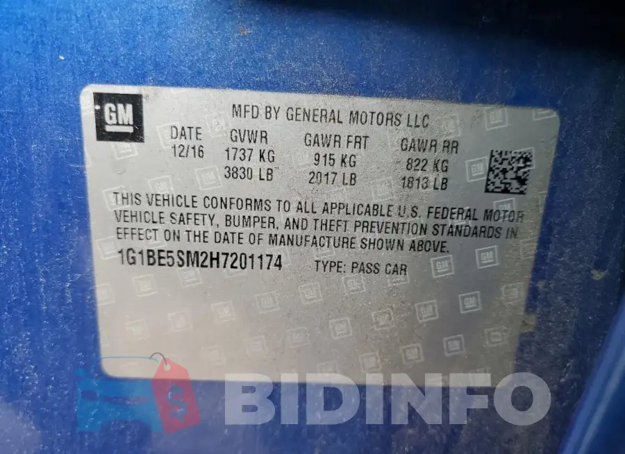 1G1BE5SM2H7201174 Photo# 12