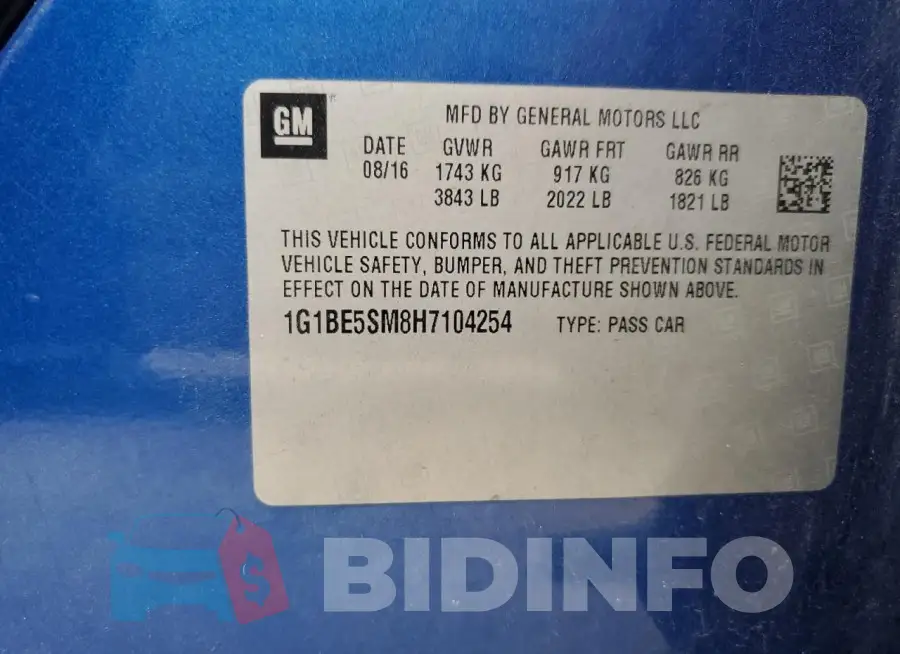 1G1BE5SM8H7104254 Photo# 12
