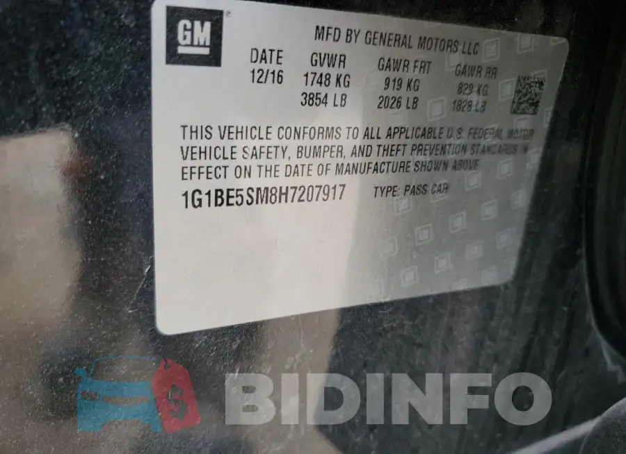 1G1BE5SM8H7207917 Photo# 12