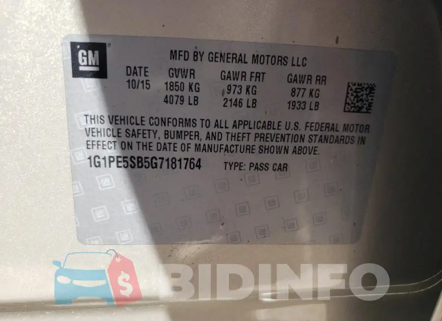 1G1PE5SB5G7181764 Photo# 12