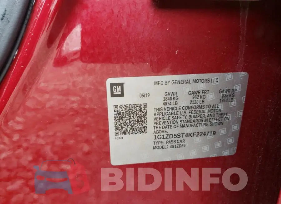1G1ZD5ST4KF224719 Photo# 12